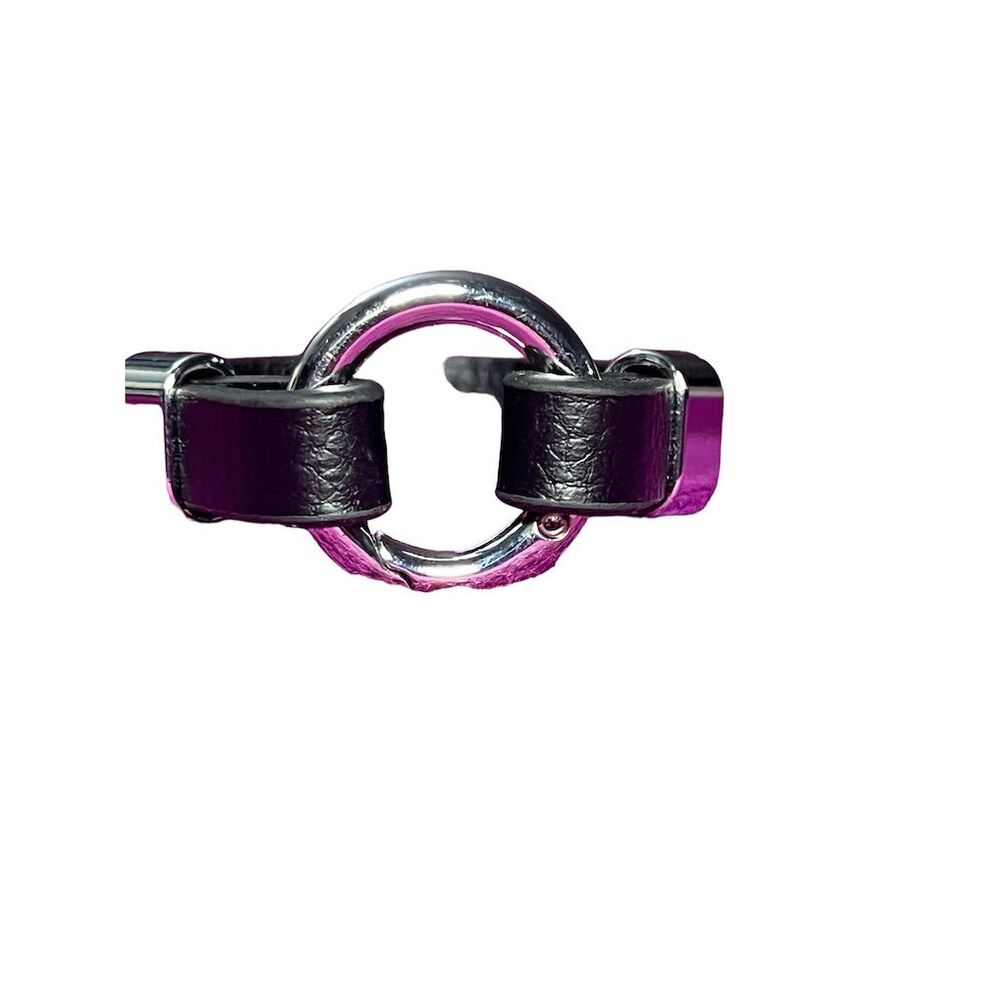 Elegant Black Leather Bracelet with Silver Ring Clasp Unisex Fashion - Picture 7 of 14
